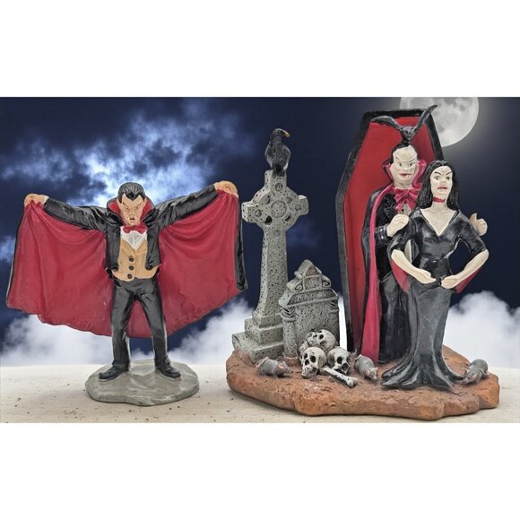 Lemax Spooky Town Vampire Lot Out For A Bite Dracula Coffin Halloween Village - Picture 1 of 7